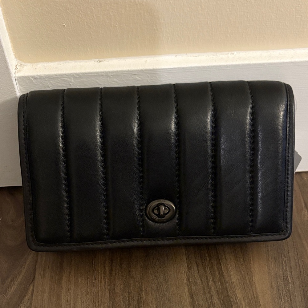 Coach Black Quilted Clutch NWT